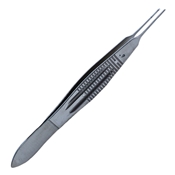 Castroviejo Suturing Forceps, Serrated Handle With Polished Finish, Straight Shafts, 0.9mm Teeth, 5.5mm Tying Platform, And Overall Length Of 4 1/4" (108mm)  